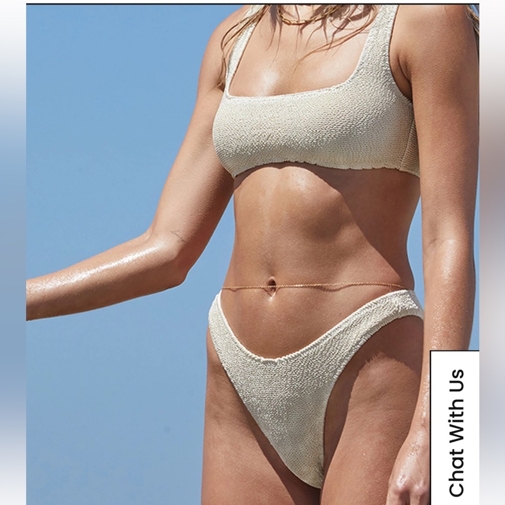PacSun Ivory Bianca Scrunch Square Neck Cropped Bikini Top